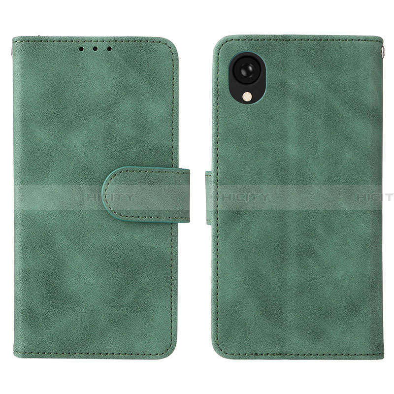 Coque Portefeuille Livre Cuir Etui Clapet L01Z pour Samsung Galaxy A22 5G SC-56B Vert Plus