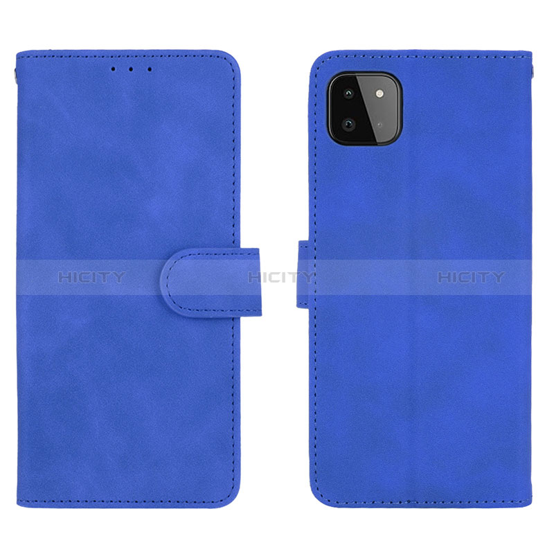 Coque Portefeuille Livre Cuir Etui Clapet L01Z pour Samsung Galaxy A22s 5G Bleu Plus
