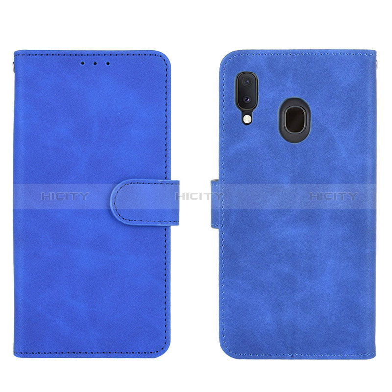 Coque Portefeuille Livre Cuir Etui Clapet L01Z pour Samsung Galaxy A30 Bleu Plus