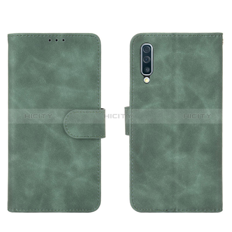 Coque Portefeuille Livre Cuir Etui Clapet L01Z pour Samsung Galaxy A30S Vert Plus