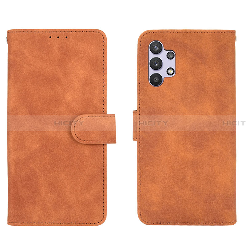 Coque Portefeuille Livre Cuir Etui Clapet L01Z pour Samsung Galaxy A32 4G Marron Plus