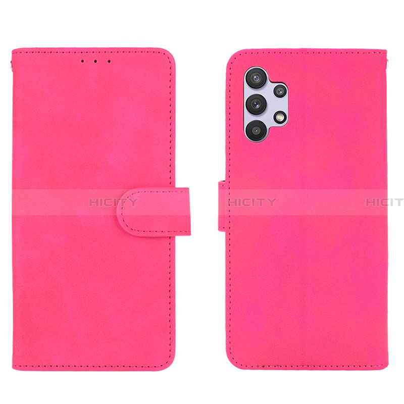 Coque Portefeuille Livre Cuir Etui Clapet L01Z pour Samsung Galaxy A32 4G Rose Rouge Plus