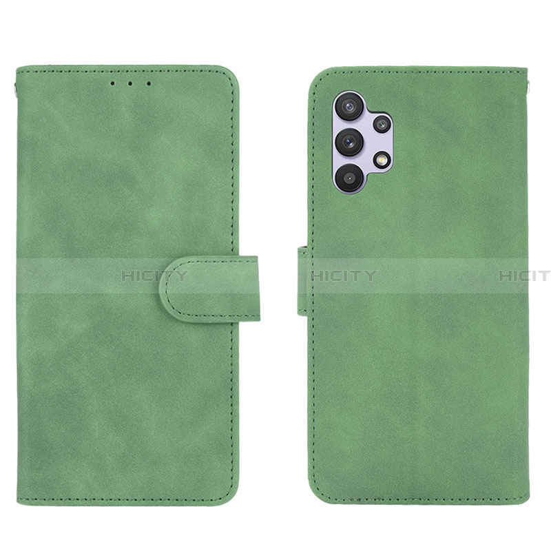 Coque Portefeuille Livre Cuir Etui Clapet L01Z pour Samsung Galaxy A32 4G Vert Plus