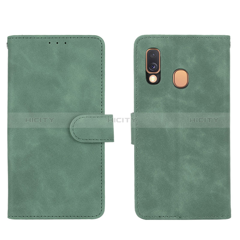 Coque Portefeuille Livre Cuir Etui Clapet L01Z pour Samsung Galaxy A40 Vert Plus