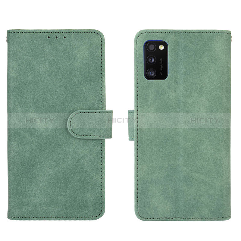 Coque Portefeuille Livre Cuir Etui Clapet L01Z pour Samsung Galaxy A41 Vert Plus