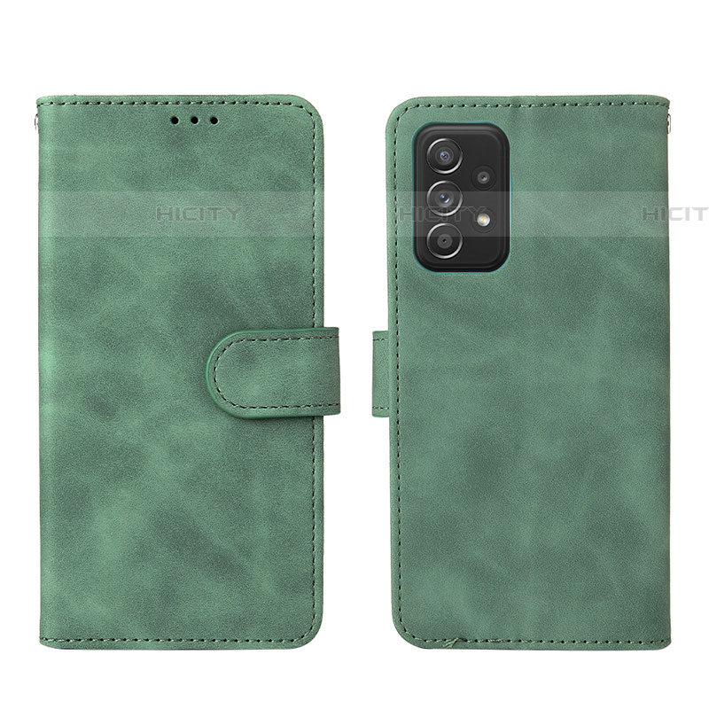 Coque Portefeuille Livre Cuir Etui Clapet L01Z pour Samsung Galaxy A52 5G Vert Plus