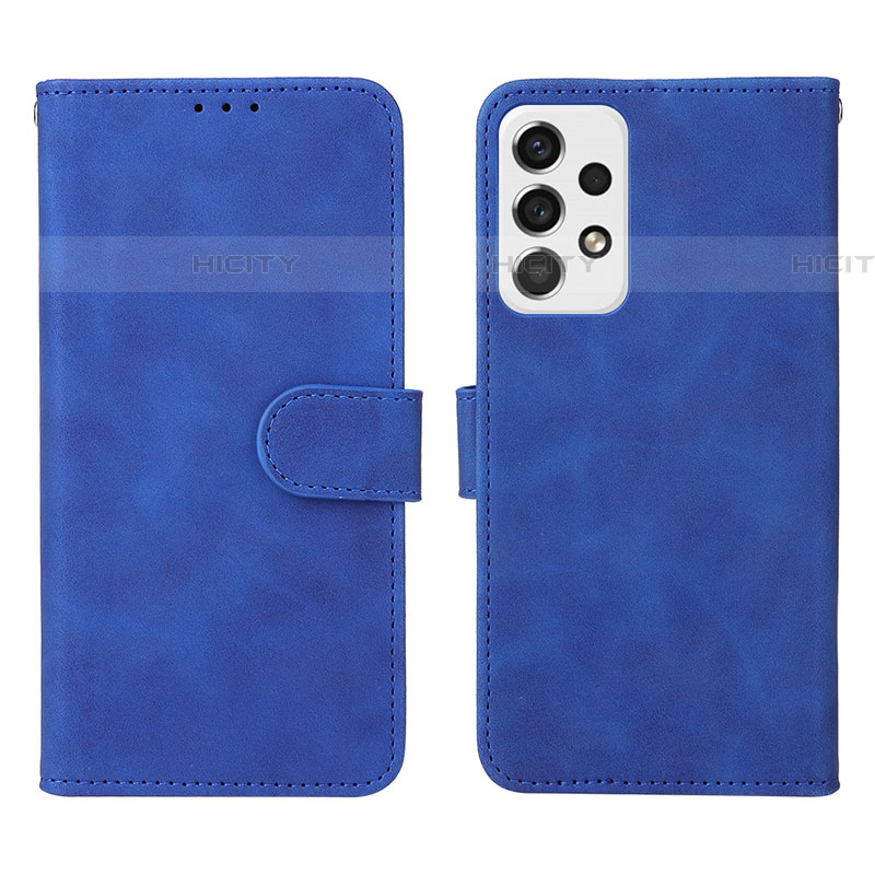 Coque Portefeuille Livre Cuir Etui Clapet L01Z pour Samsung Galaxy A53 5G Bleu Plus