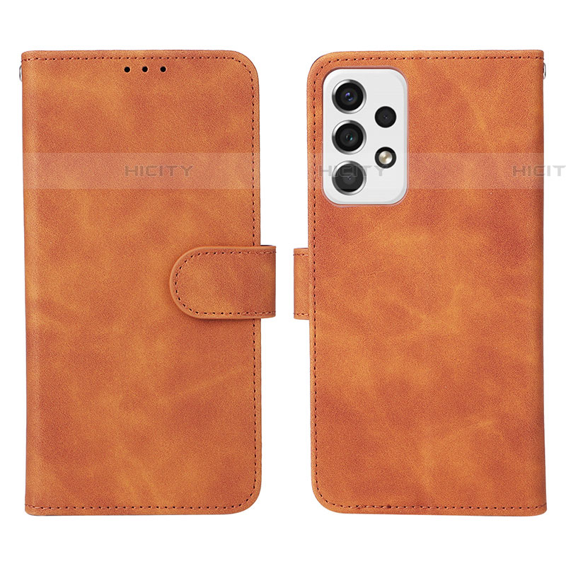 Coque Portefeuille Livre Cuir Etui Clapet L01Z pour Samsung Galaxy A53 5G Marron Plus