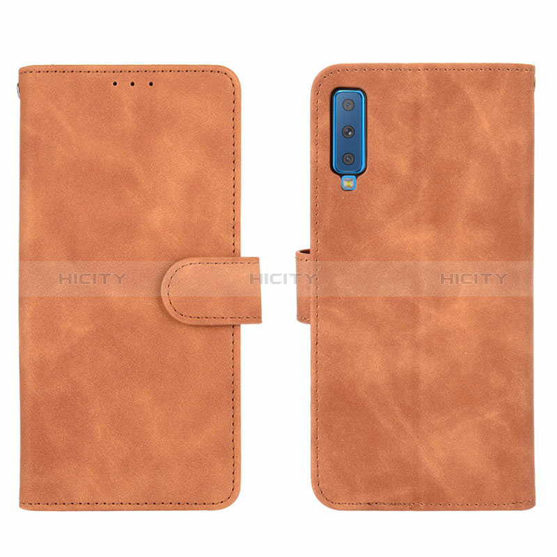 Coque Portefeuille Livre Cuir Etui Clapet L01Z pour Samsung Galaxy A7 (2018) A750 Marron Plus