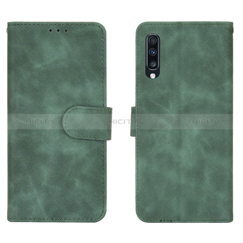 Coque Portefeuille Livre Cuir Etui Clapet L01Z pour Samsung Galaxy A70 Vert Plus