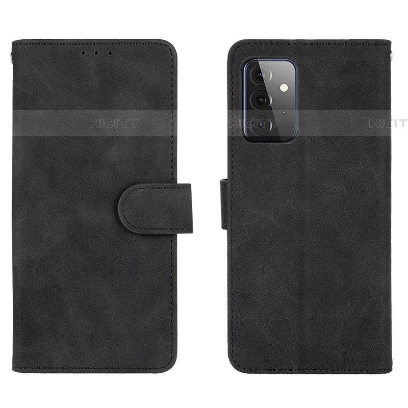 Coque Portefeuille Livre Cuir Etui Clapet L01Z pour Samsung Galaxy A72 4G Noir Plus