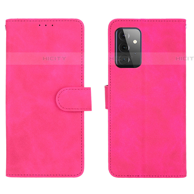Coque Portefeuille Livre Cuir Etui Clapet L01Z pour Samsung Galaxy A72 4G Rose Rouge Plus