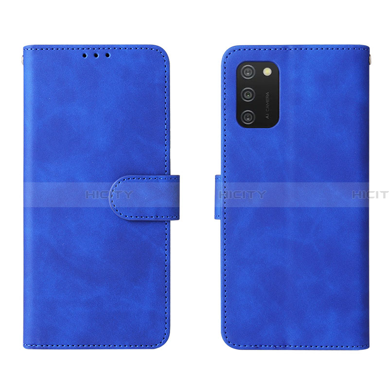 Coque Portefeuille Livre Cuir Etui Clapet L01Z pour Samsung Galaxy F02S SM-E025F Bleu Plus