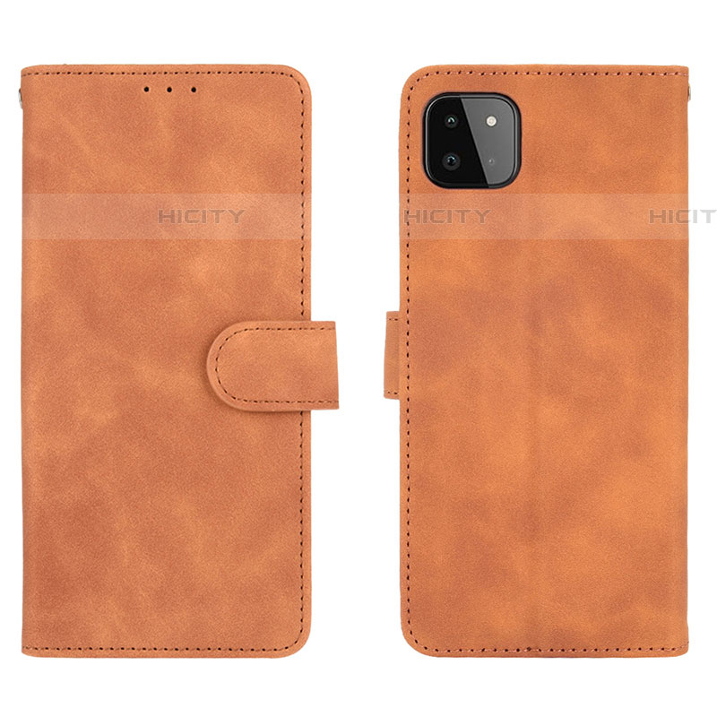 Coque Portefeuille Livre Cuir Etui Clapet L01Z pour Samsung Galaxy F42 5G Marron Plus