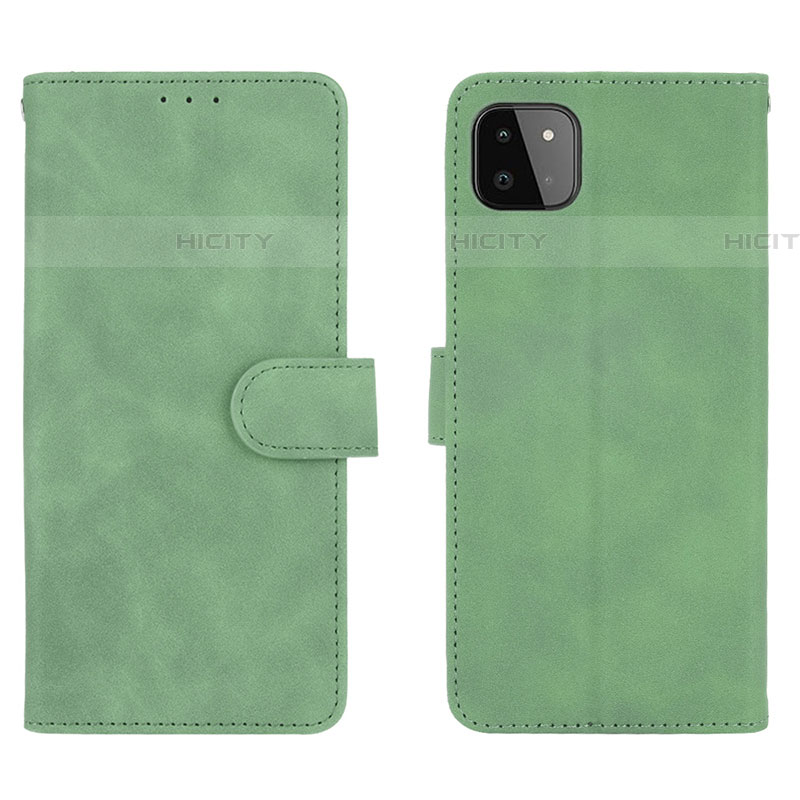 Coque Portefeuille Livre Cuir Etui Clapet L01Z pour Samsung Galaxy F42 5G Vert Plus