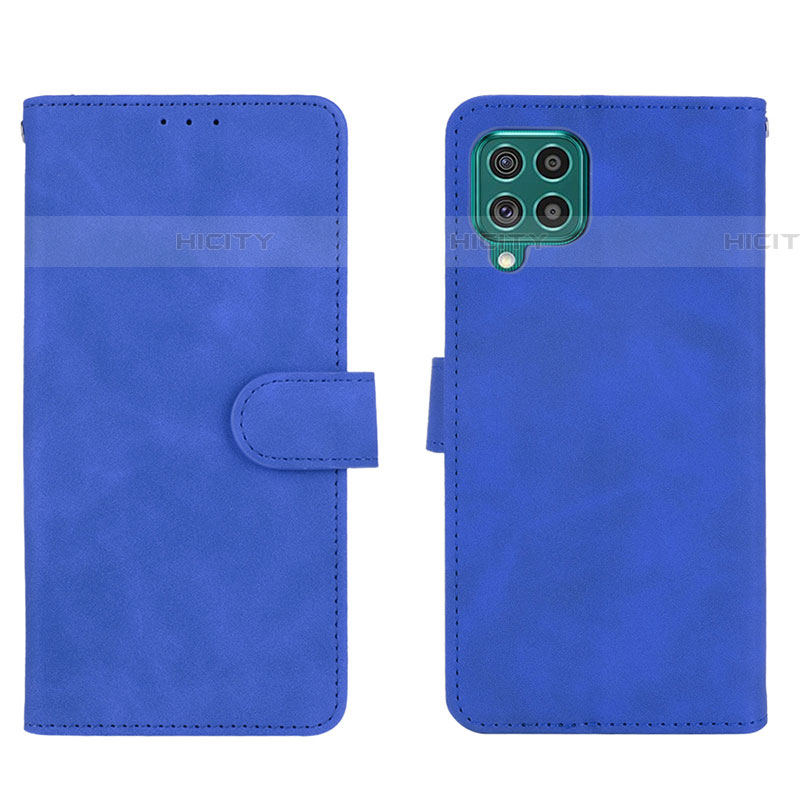 Coque Portefeuille Livre Cuir Etui Clapet L01Z pour Samsung Galaxy F62 5G Bleu Plus