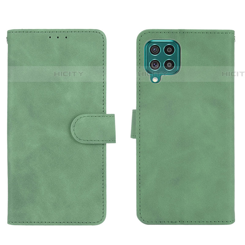 Coque Portefeuille Livre Cuir Etui Clapet L01Z pour Samsung Galaxy F62 5G Vert Plus