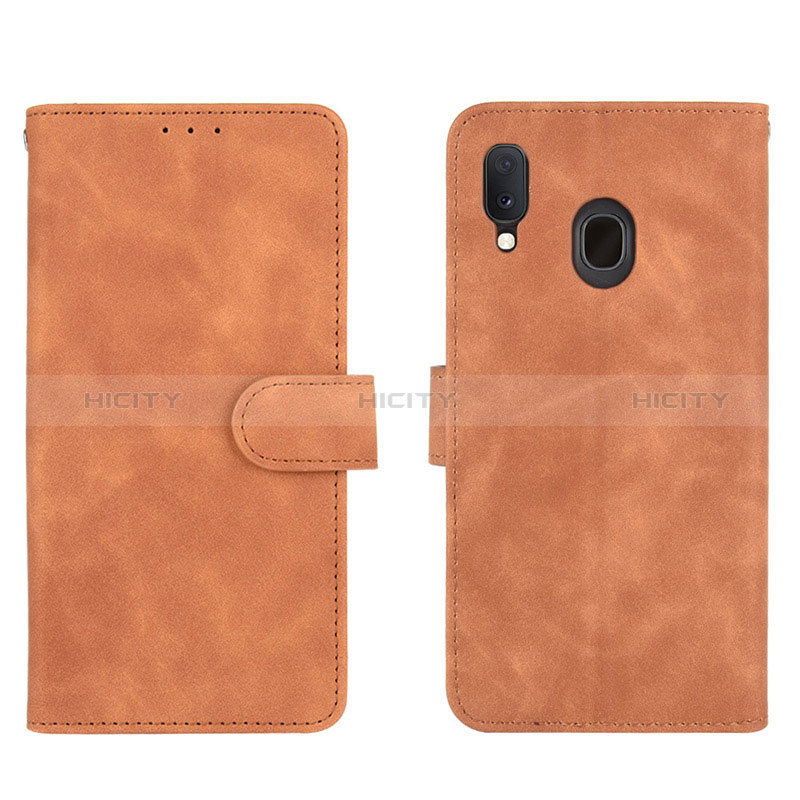 Coque Portefeuille Livre Cuir Etui Clapet L01Z pour Samsung Galaxy M10S Marron Plus