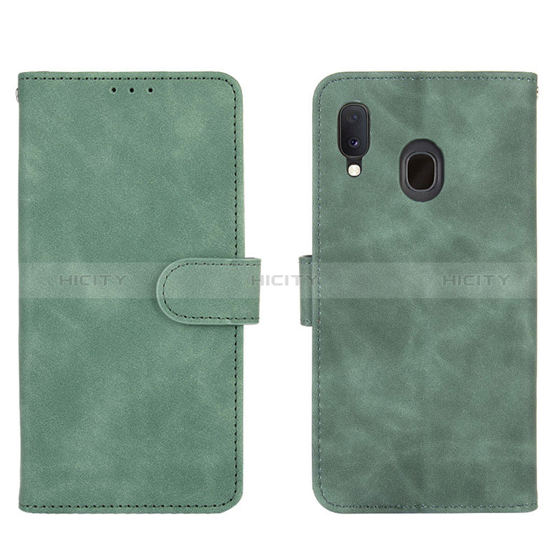 Coque Portefeuille Livre Cuir Etui Clapet L01Z pour Samsung Galaxy M10S Vert Plus