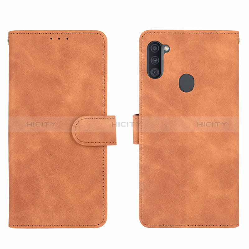 Coque Portefeuille Livre Cuir Etui Clapet L01Z pour Samsung Galaxy M11 Marron Plus