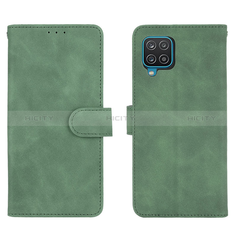 Coque Portefeuille Livre Cuir Etui Clapet L01Z pour Samsung Galaxy M12 Vert Plus