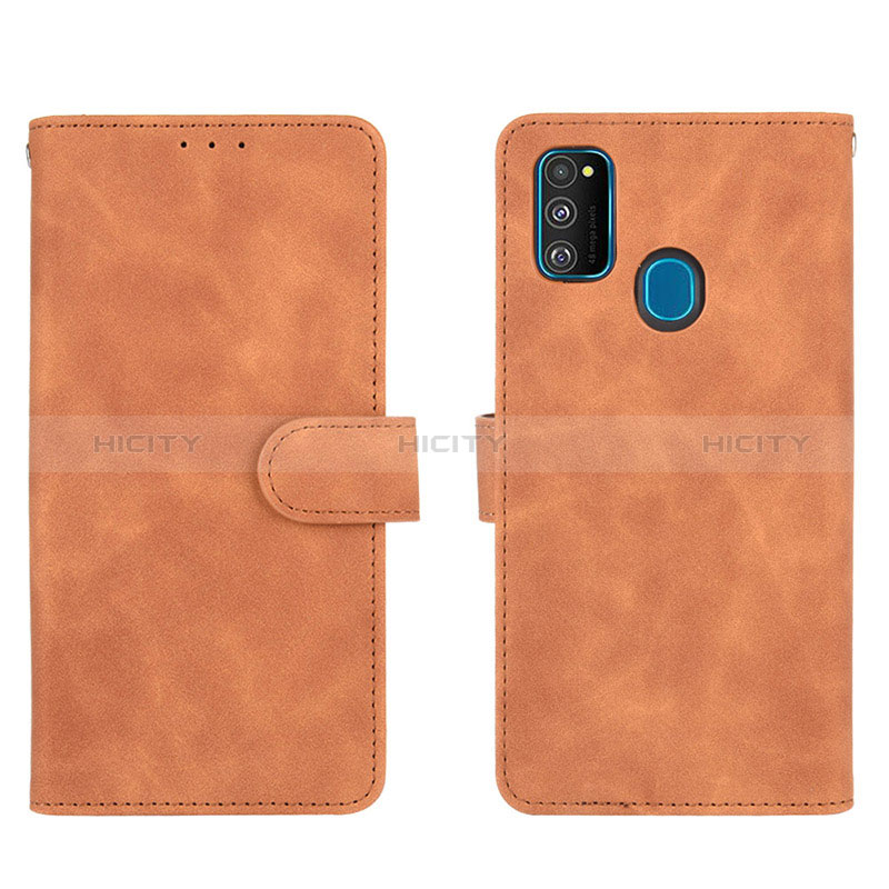 Coque Portefeuille Livre Cuir Etui Clapet L01Z pour Samsung Galaxy M21 Marron Plus