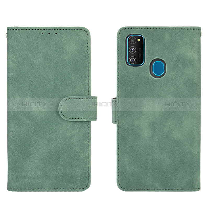 Coque Portefeuille Livre Cuir Etui Clapet L01Z pour Samsung Galaxy M30s Vert Plus