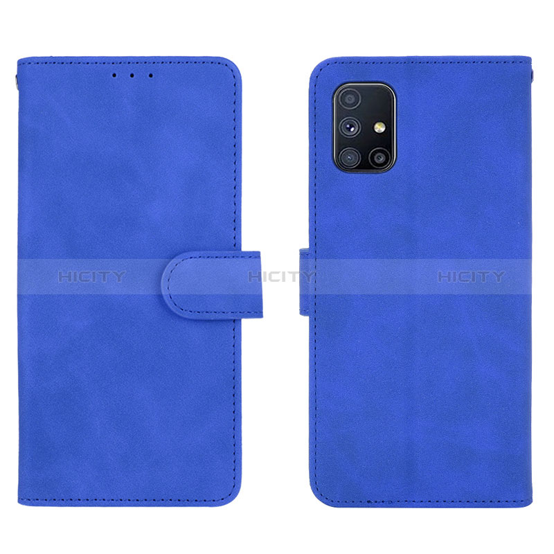 Coque Portefeuille Livre Cuir Etui Clapet L01Z pour Samsung Galaxy M51 Bleu Plus