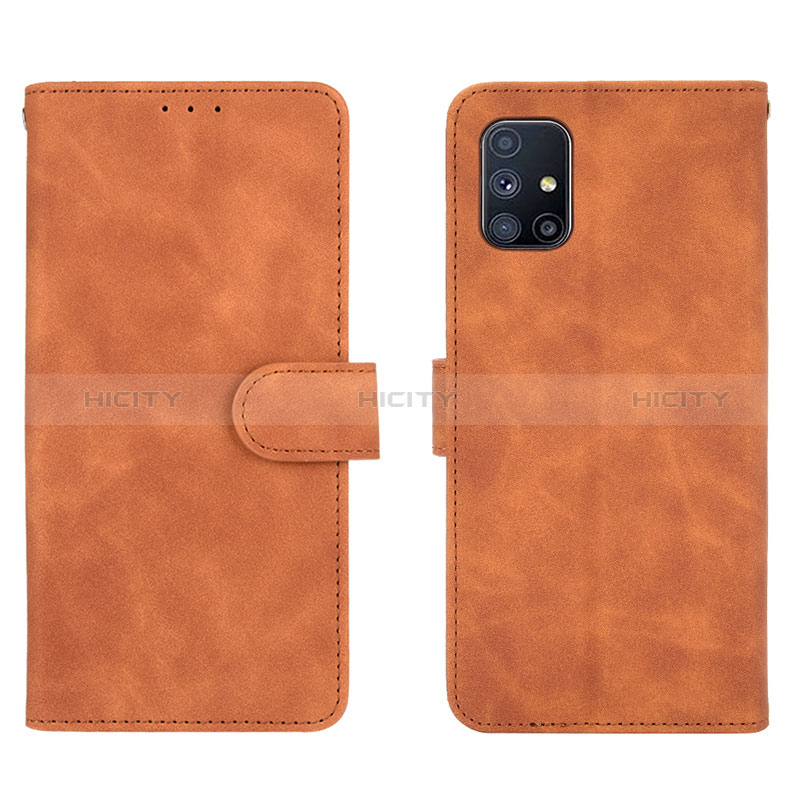 Coque Portefeuille Livre Cuir Etui Clapet L01Z pour Samsung Galaxy M51 Marron Plus