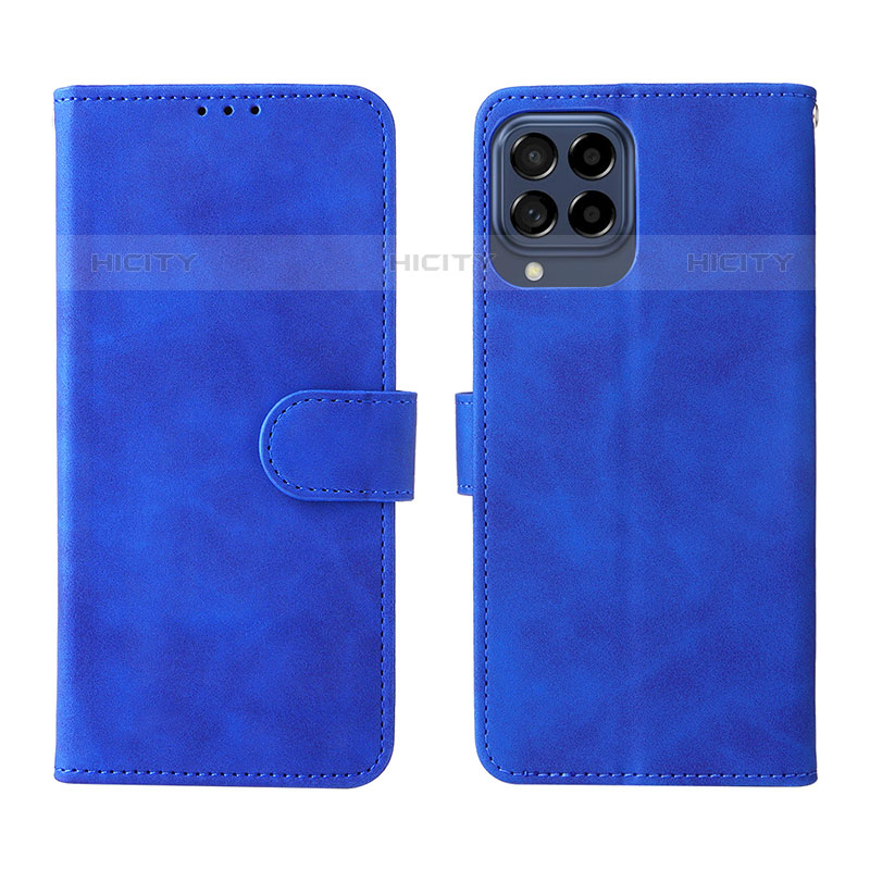 Coque Portefeuille Livre Cuir Etui Clapet L01Z pour Samsung Galaxy M53 5G Bleu Plus