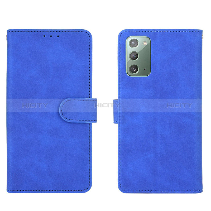 Coque Portefeuille Livre Cuir Etui Clapet L01Z pour Samsung Galaxy Note 20 5G Bleu Plus