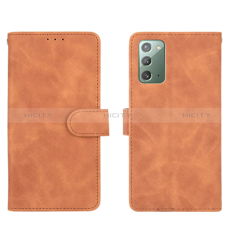 Coque Portefeuille Livre Cuir Etui Clapet L01Z pour Samsung Galaxy Note 20 5G Marron Plus