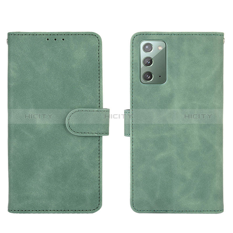 Coque Portefeuille Livre Cuir Etui Clapet L01Z pour Samsung Galaxy Note 20 5G Vert Plus