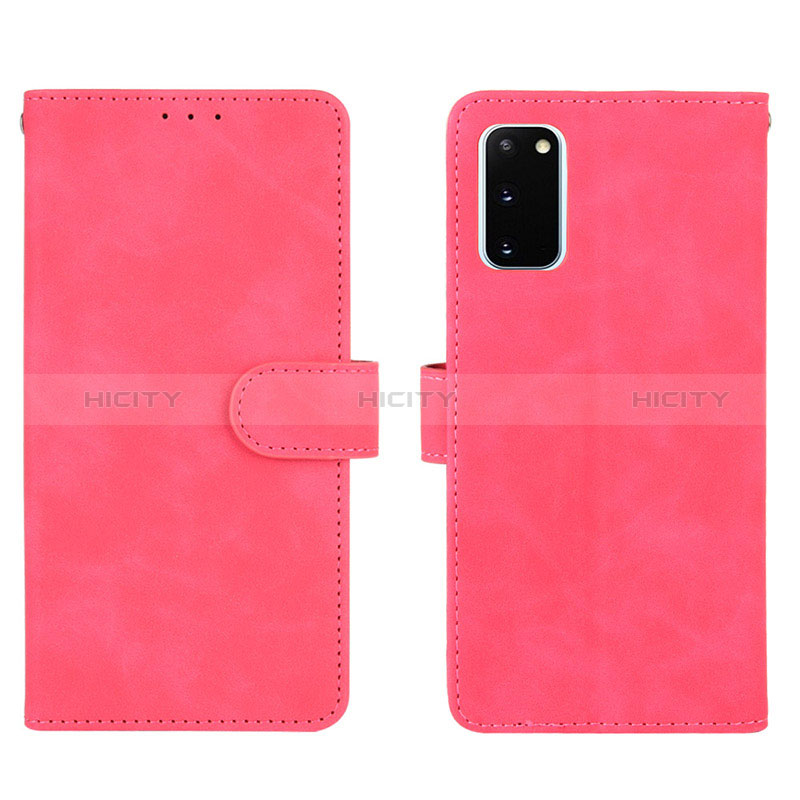 Coque Portefeuille Livre Cuir Etui Clapet L01Z pour Samsung Galaxy S20 FE (2022) 5G Rose Rouge Plus