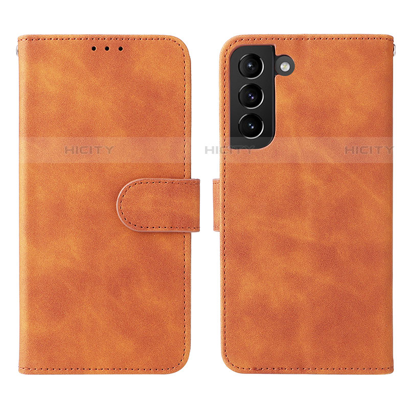 Coque Portefeuille Livre Cuir Etui Clapet L01Z pour Samsung Galaxy S22 5G Marron Plus