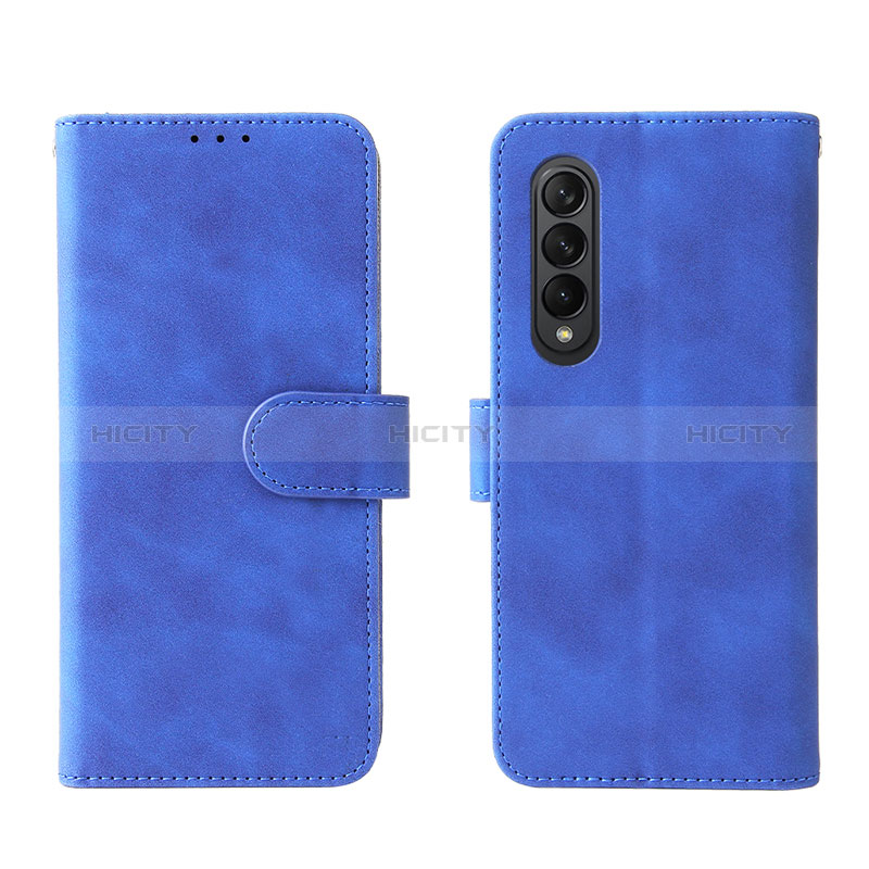 Coque Portefeuille Livre Cuir Etui Clapet L01Z pour Samsung Galaxy Z Fold3 5G Bleu Plus