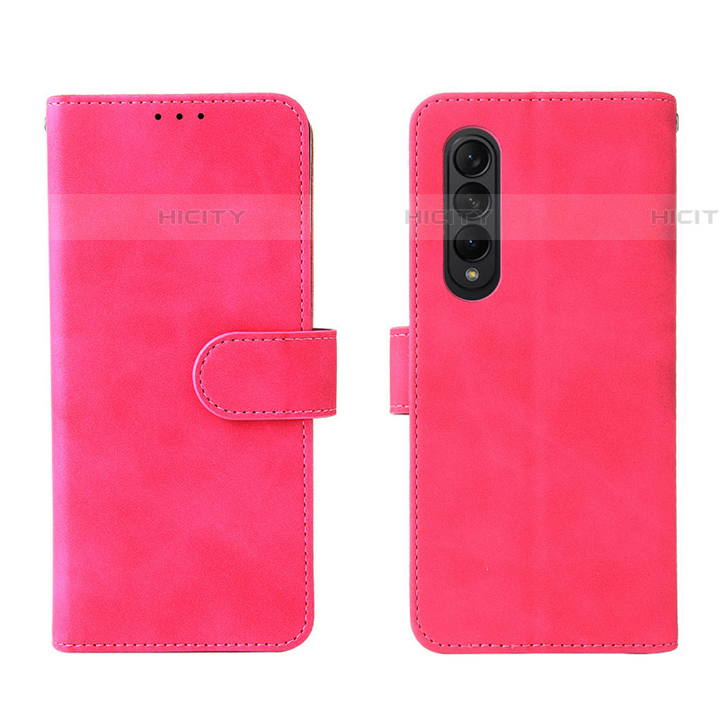 Coque Portefeuille Livre Cuir Etui Clapet L01Z pour Samsung Galaxy Z Fold4 5G Rose Rouge Plus