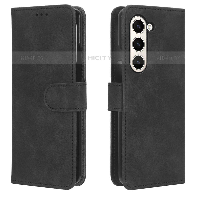 Coque Portefeuille Livre Cuir Etui Clapet L01Z pour Samsung Galaxy Z Fold5 5G Noir Plus