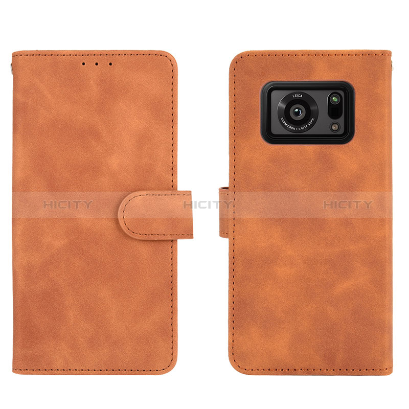 Coque Portefeuille Livre Cuir Etui Clapet L01Z pour Sharp Aquos R6 Marron Plus