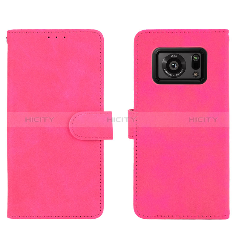 Coque Portefeuille Livre Cuir Etui Clapet L01Z pour Sharp Aquos R6 Rose Rouge Plus