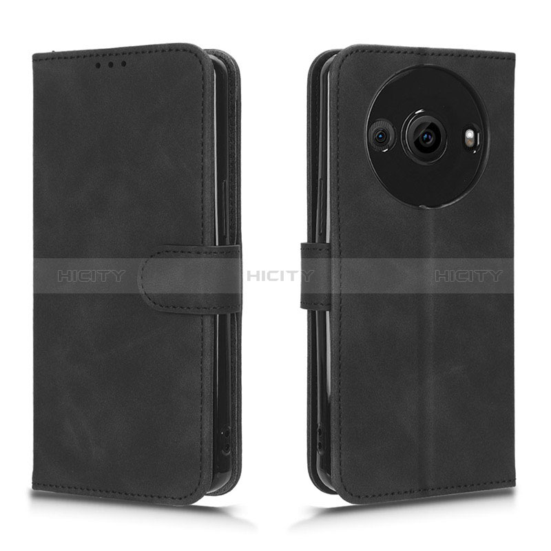 Coque Portefeuille Livre Cuir Etui Clapet L01Z pour Sharp Aquos R8 Pro Noir Plus