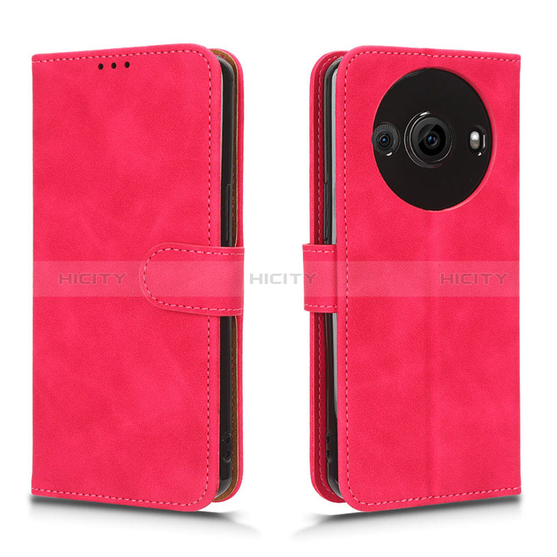 Coque Portefeuille Livre Cuir Etui Clapet L01Z pour Sharp Aquos R8 Pro Rose Rouge Plus