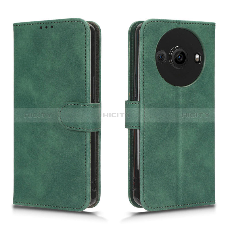 Coque Portefeuille Livre Cuir Etui Clapet L01Z pour Sharp Aquos R8 Pro Vert Plus