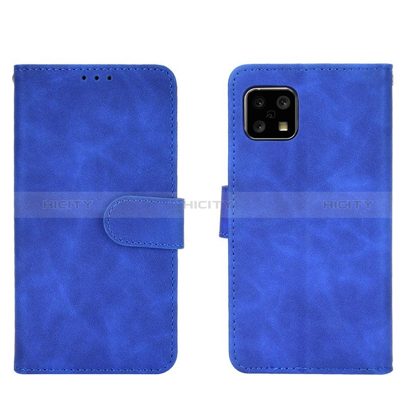 Coque Portefeuille Livre Cuir Etui Clapet L01Z pour Sharp Aquos Sense4 Basic Bleu Plus