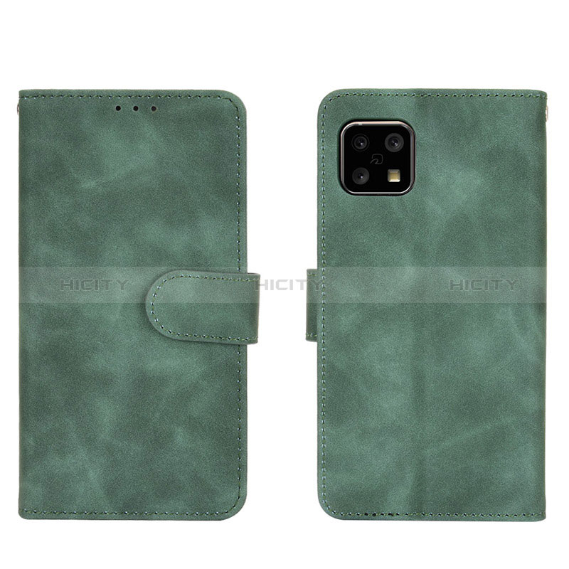 Coque Portefeuille Livre Cuir Etui Clapet L01Z pour Sharp Aquos Sense4 Basic Vert Plus