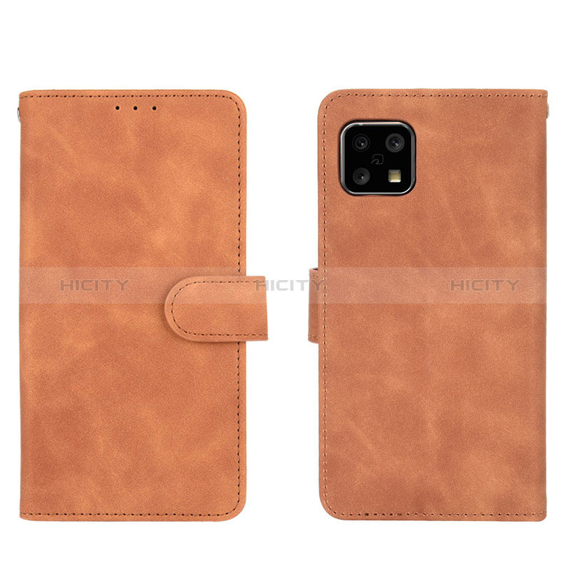 Coque Portefeuille Livre Cuir Etui Clapet L01Z pour Sharp Aquos Sense4 Marron Plus