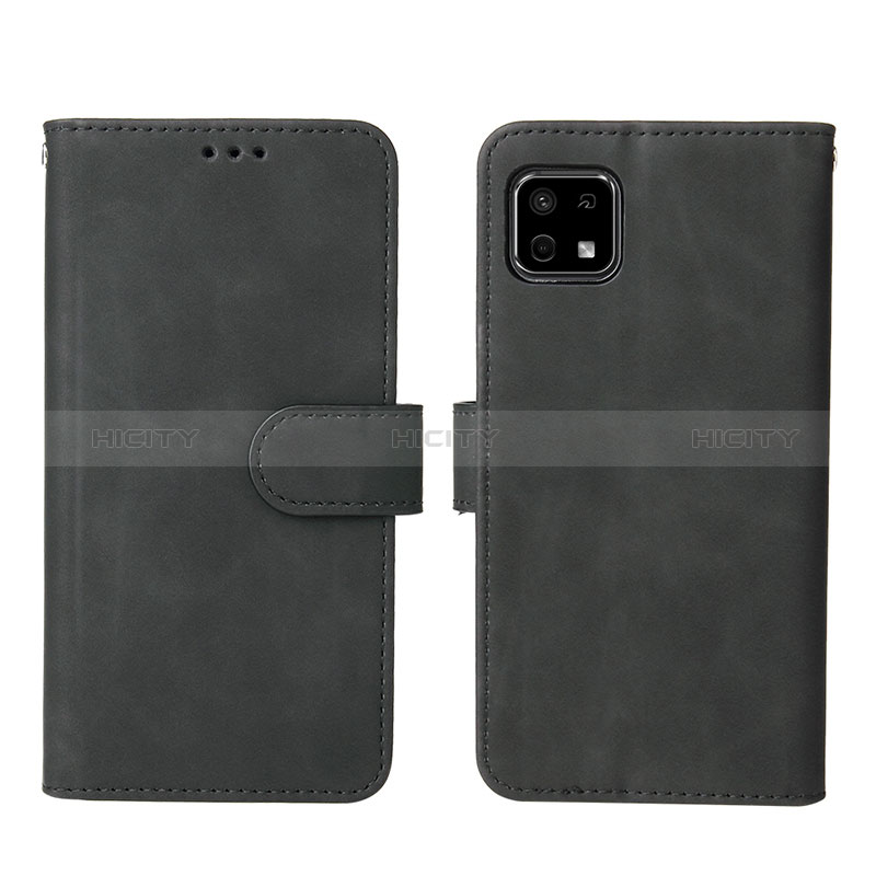 Coque Portefeuille Livre Cuir Etui Clapet L01Z pour Sharp Aquos Sense6 Noir Plus