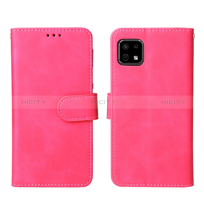 Coque Portefeuille Livre Cuir Etui Clapet L01Z pour Sharp Aquos Sense6s Rose Rouge Plus