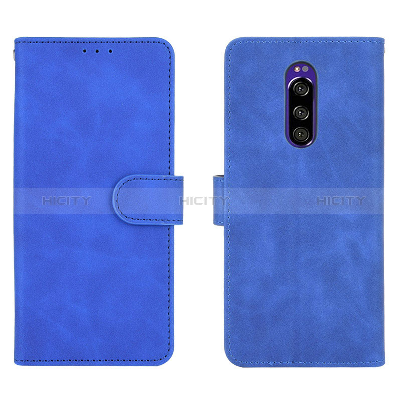 Coque Portefeuille Livre Cuir Etui Clapet L01Z pour Sony Xperia 1 Bleu Plus