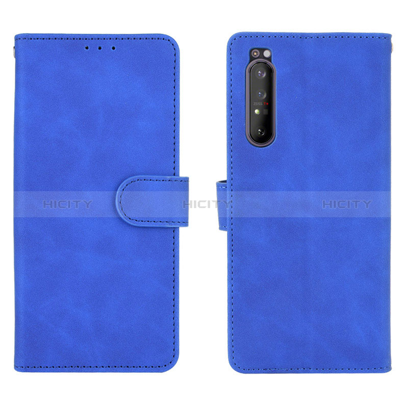 Coque Portefeuille Livre Cuir Etui Clapet L01Z pour Sony Xperia 1 II Bleu Plus